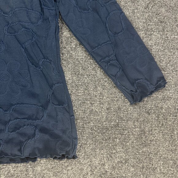Haystacks Top Womens Small Navy Conduit 3/4 Sleeve Textured Top Brazilian NEW - Picture 3 of 8